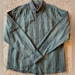 Prana Mens Large Plaid Button Down Shirt